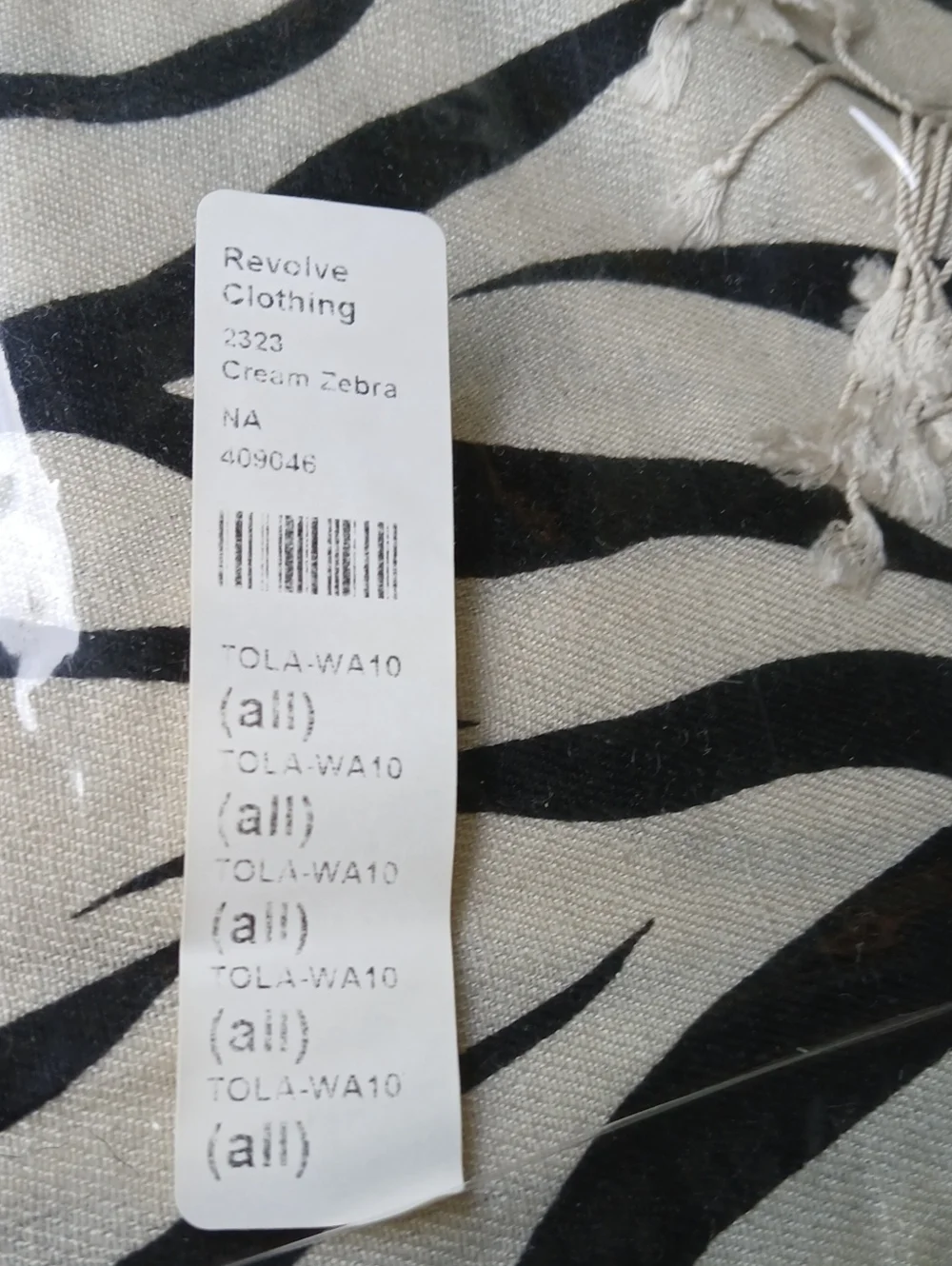 Tolani Black And Cream Zebra Print Pashmina And Silk Scarf NWT
